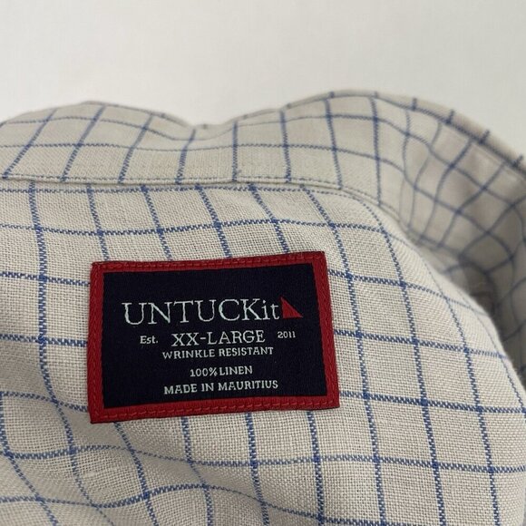 Untuckit 100% Linen Wrinkle-Resistant Button Front Long Sleeve Shirt size XXL - Picture 4 of 6
